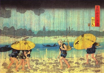 au bord de la rivière Sumida Utagawa Kuniyoshi japonais Peinture à l'huile